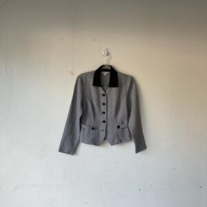 Vintage Decade Designs Black White Houndstooth Collared Button Up Top Size S